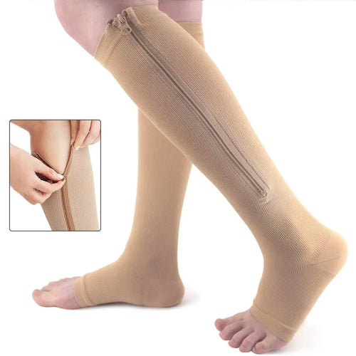 Ciorapi de Compresie Gradată cu Fermoar OrtoPas® – Fără Degete (Unisex)