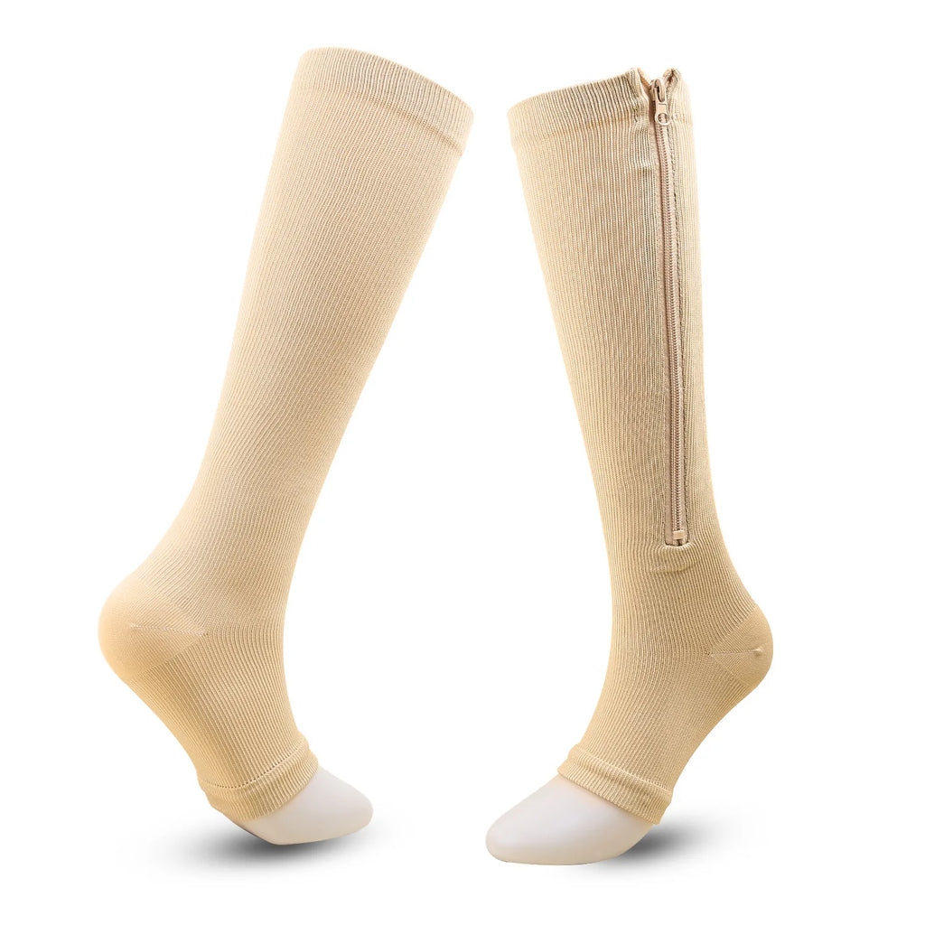 Ciorapi de Compresie Gradată cu Fermoar OrtoPas® – Fără Degete (Unisex)