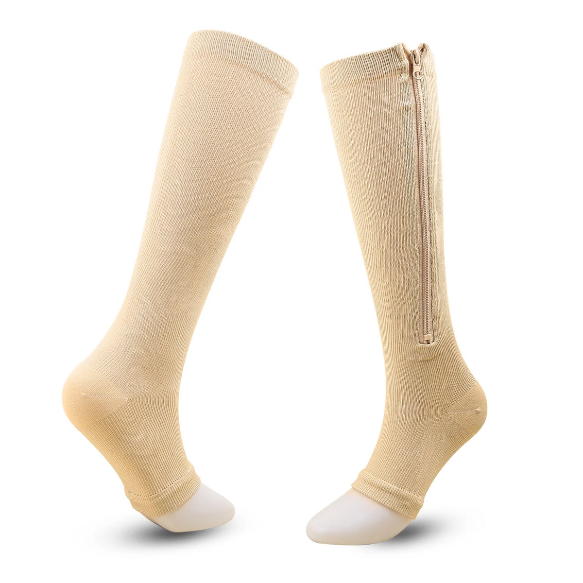 Ciorapi de Compresie Gradată cu Fermoar OrtoPas® – Fără Degete (Unisex)